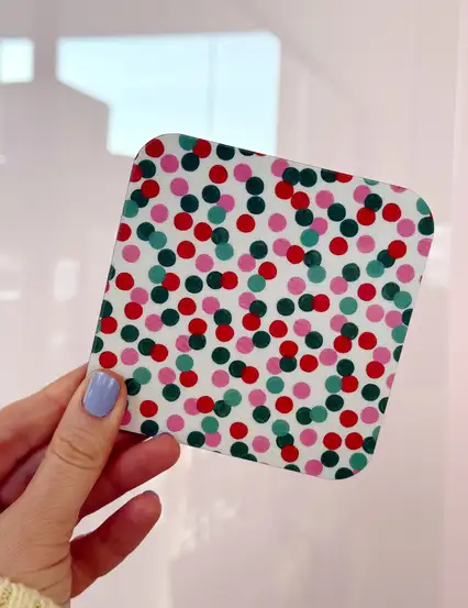 Konfeti Yılbaşı Bardak Altlığı