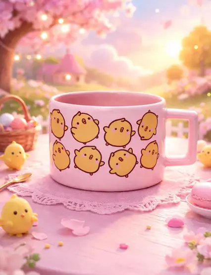 Sevimli Civciv Pembe Kupa Bardak