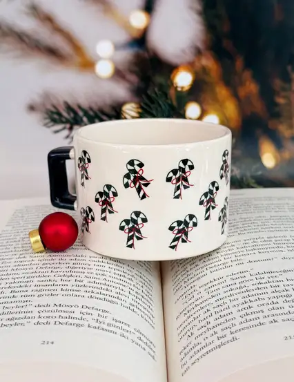 Baston Şekerli Yılbaşı Hediyesi Kupa Fincan