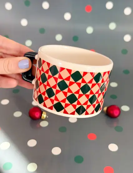 Karo Desenli Kupa Fincan