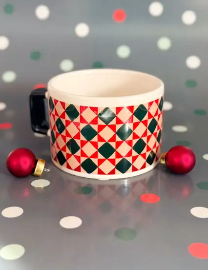 Karo Desenli Kupa Fincan