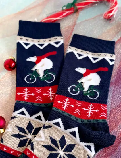 Bisikletli Kutup Ayısı Yılbaşı Çorabı