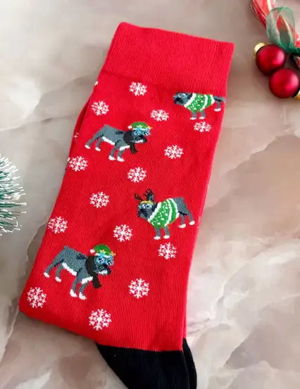 Köpekli Yılbaşı Erkek Çorabı