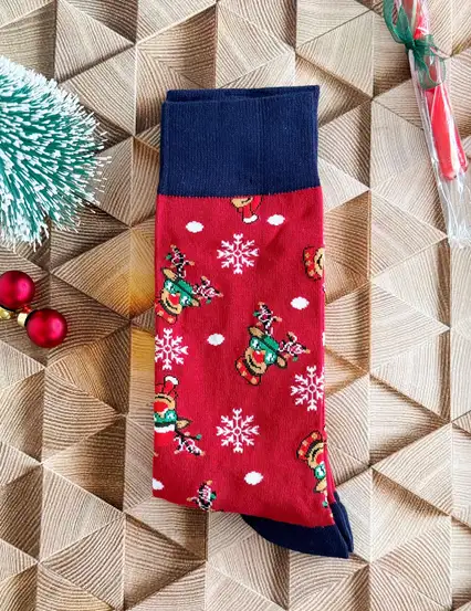 Geyikli Yılbaşı Temalı Erkek Çorabı