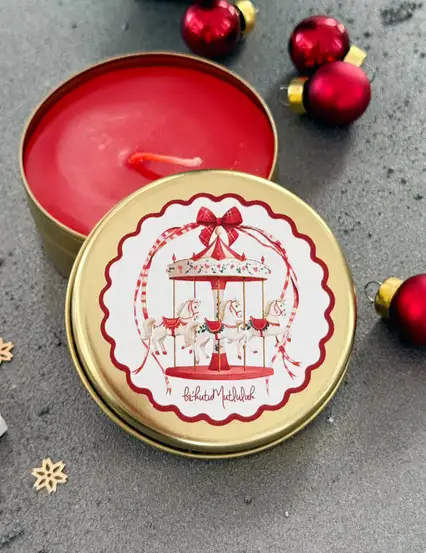 Atlı Karınca Yılbaşı Metal Kutuda Hediyelik Mum