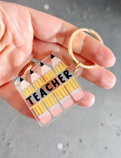Teacher Sarı Kurşun Kalem Hediyelik Anahtarlık