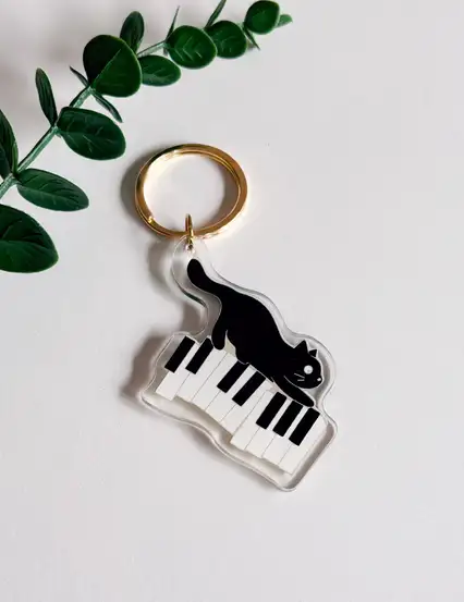 Müzisyen Kedili Piyano Anahtarlık