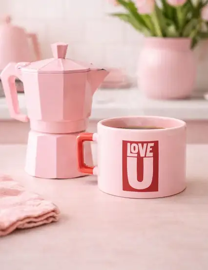 Love U Pembe Kupa Fincan