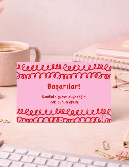 Chaos Coordinator Pembe Motto Kartı Kartpostal