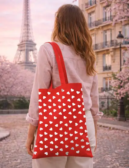 Kalpli Kırmızı Bez Çanta