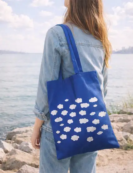 Bulutlu Mavi Bez Çanta