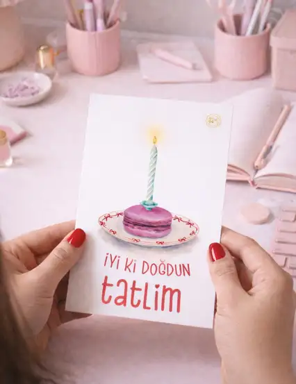 Makaronlu Doğum Günü Motto Kartı