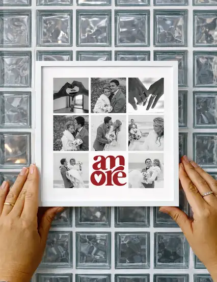 Kişiye Özel Fotoğraf Baskısı Sök Tak Kare Yapışan Beyaz Çerçeve 20 x 20 cm - Amore