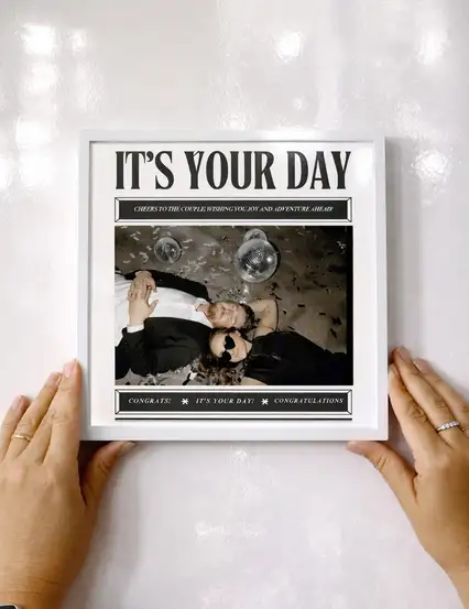 Kişiye Özel Doğum Günü Fotoğraf Baskısı Sök Tak Kare Yapışan Beyaz Çerçeve 20 x 20 cm