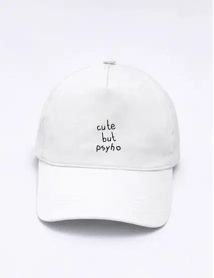 Cute But Psyho Cap Beyaz Şapka