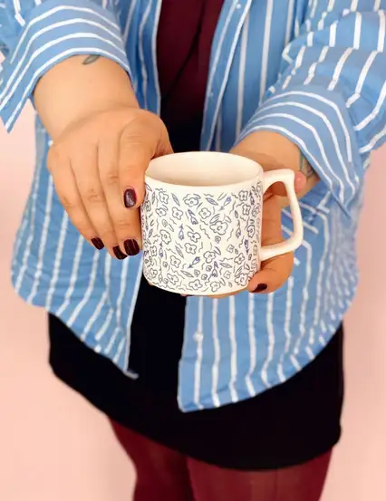 Feel Mavi Çiçekler Kupa Bardak