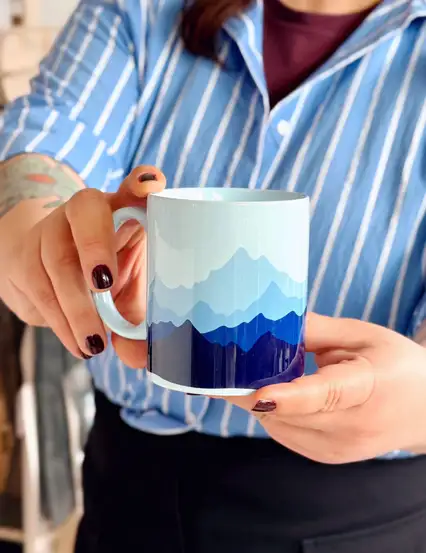 Kış Manzarası Buz Mavi Kupa Bardak