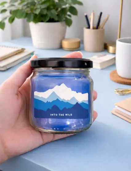 Into The Wild Kış Manzarası Lacivert Kokulu Kavanoz Mum