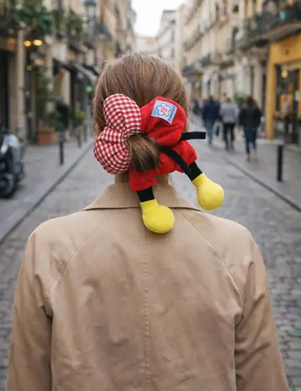 Bordo Miki Fare Detaylı Yeni Trend Pofuduk Pelüş Simit Saç Bağlama Tokası