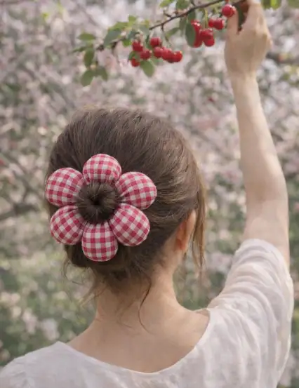 Pötikare Desenli Bordo Simit Toka Scrunchie