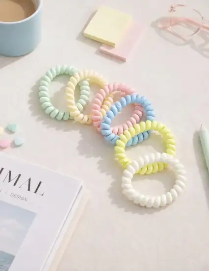 Pastel Renkler Yeni Moda Spiral Lastik Toka