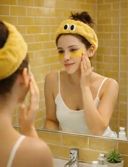 Üzeri Göz Figürlü Pofuduk Sarı Saç Bakım Bandı