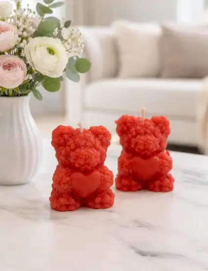 Teddy Ayıcıklı Kırmızı Mum