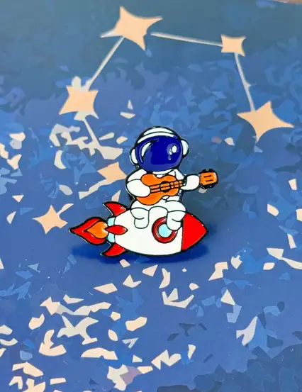 Gitar Çalan Astronot Rozet