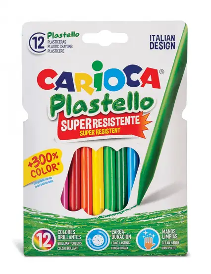 Carioca Elleri Kirletmeyen Yıkanabilir Pastel Boya Kalemi 12’Li