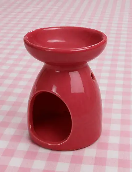 Kırmızı Yuvarlak Simli Seramik Buhurdanlık