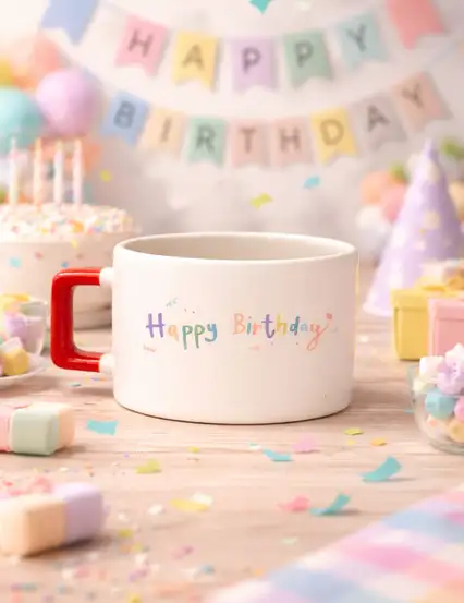 Happy Birthday Colorful Kupa Bardak