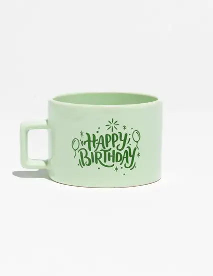 Happy Birthday Yazılı Yeşil Kupa