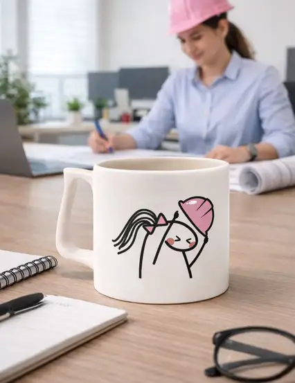 Kadın İnşaat Mühendisi Kupa Bardak