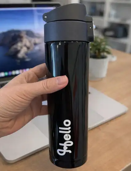 Hello Hands Siyah Paslanmaz Çelik Termos