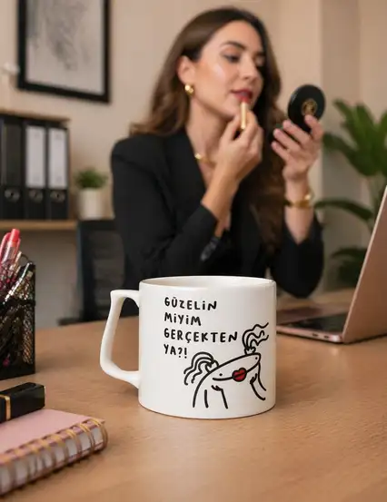 Güzelin Miyim Gerçekten Kupa Bardak