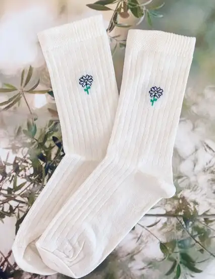 Daisy Ekru Krem Papatya Çorap