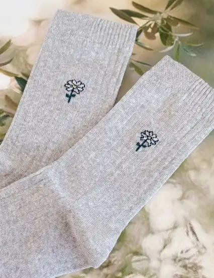 Daisy Gri Papatya Çorap