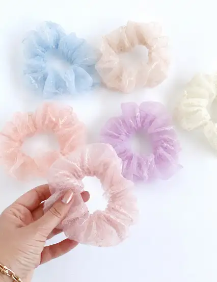 Pastel Renkler Organze Kumaş Tül Lastik Toka