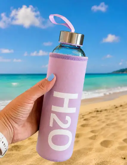 H2o Suluk Lila Kılıflı Cam Matara 500 ml