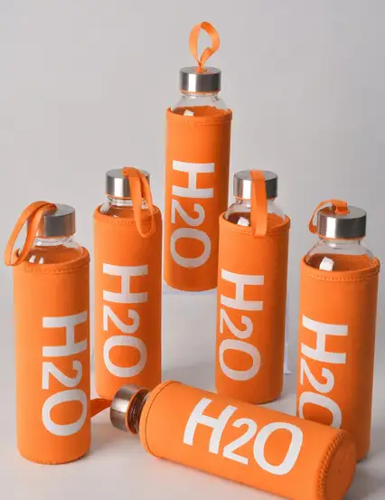 H2o Suluk Turuncu Kılıflı Cam Matara 500 ml