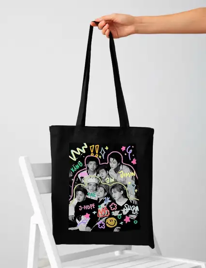 Bts Siyah Bez Çanta