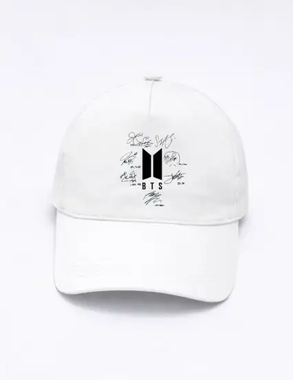 Bts Grubu İmzalı Beyaz Şapka
