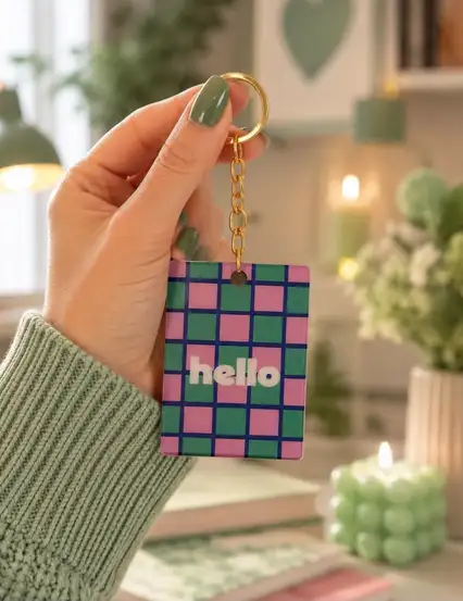 Hello Damalı Hediyelik Anahtarlık