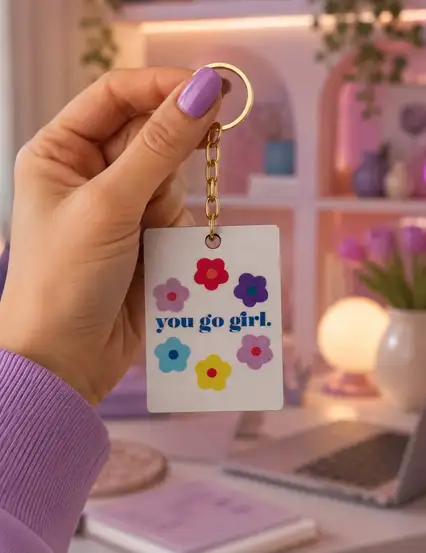 Rengarenk Papatyalar You Go Girl Hediyelik Anahtarlık