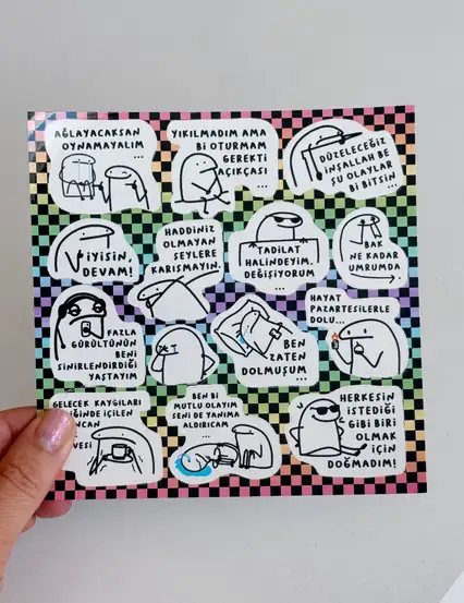 Komik Mottolu Sticker Serisi Kaygılı Bağlanma Sticker Pack