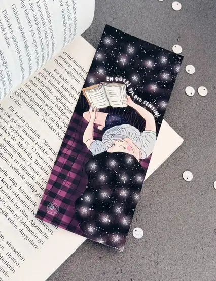 En Güzel Yıldız Sensin Kız Çizimli Kitap Ayracı