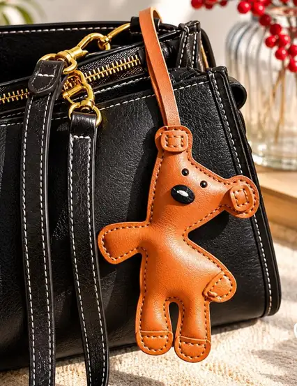 Kahverengi Taba Charm Çanta Ayıcık Anahtarlık
