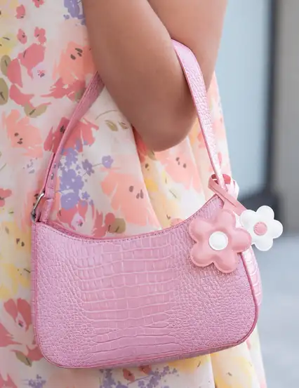Pembe Charm Çanta Papatya Anahtarlık