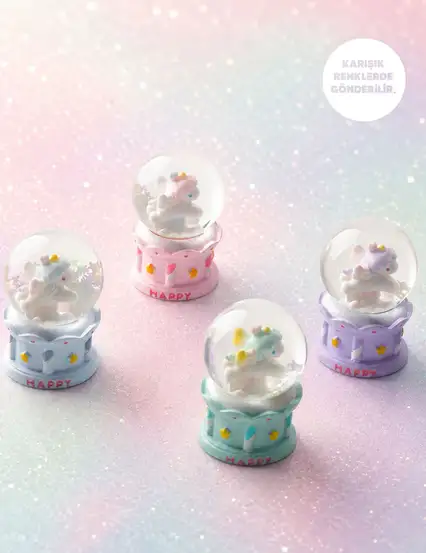 Happy Unicorn Mini Kar Küresi Işıklı