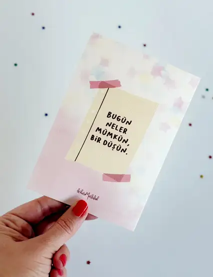 Bugün Neler Mümkün Bir Düşün Motto Kartı Kartpostal